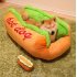 Cotton Hot Dog Shape Pet Bed Kennel Cat Dog Nest Puppy House Warm Mat Cushion Washable Pad L