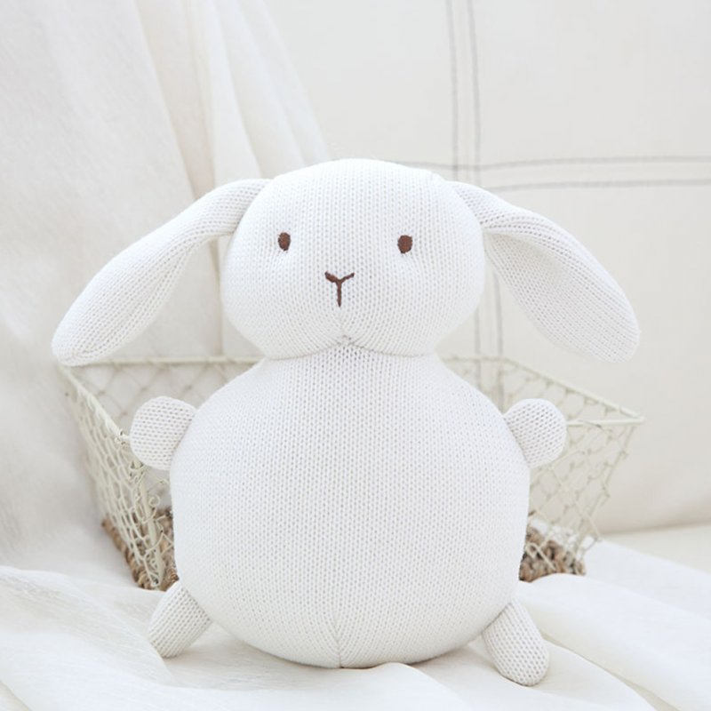 Cotton Knitted Wool Animal Doll Super Cute Baby Pacified Plush Toys Rabbit (built-in bell)