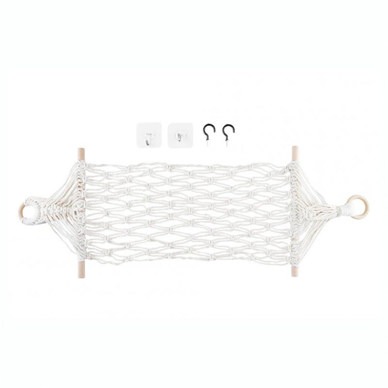 Cotton  Rope  Hanging  Basket Breathable Kitchen Vegetable Fruit Net Holder 30*85cm (wooden ring)