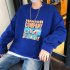 Couple Crew Neck Sweatshirt Hip hop Junior Company Student Fashion Loose Pullover Tops Blue L