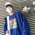 Couple Crew Neck Sweatshirt Hip hop Junior Company Student Fashion Loose Pullover Tops Blue L