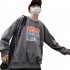 Couple Crew Neck Sweatshirt Hip hop Junior Company Student Fashion Loose Pullover Tops Gray XL