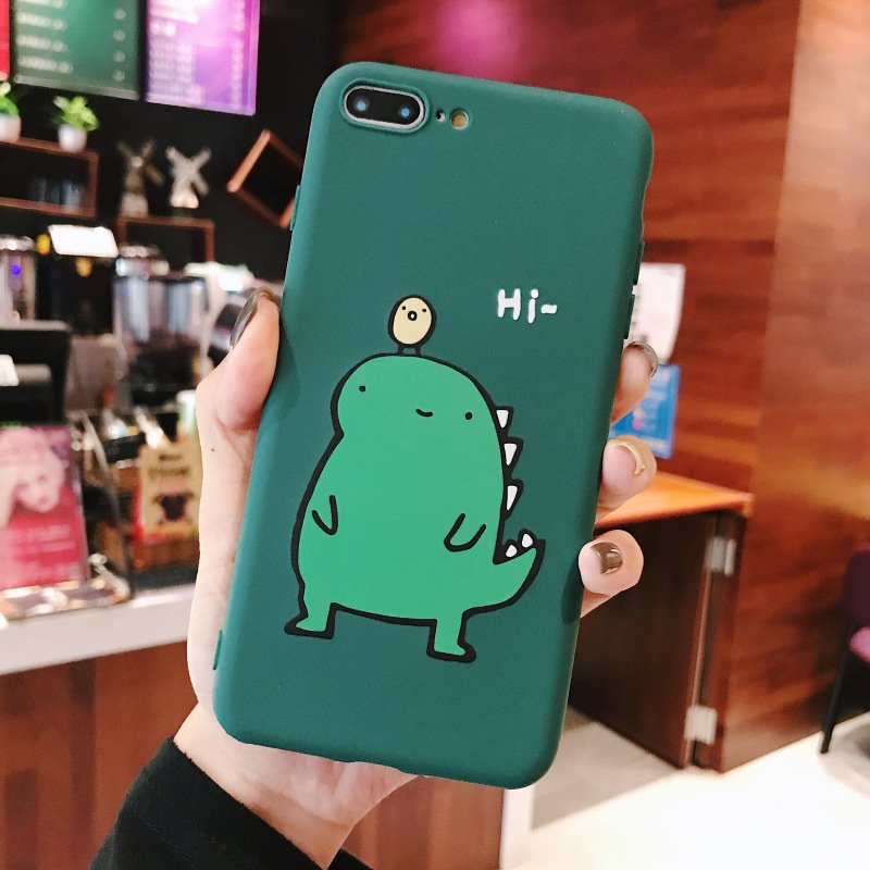 Couple Cute Cartoon Yellow Green Small Dinosaur Mobile Phone Protection Shell Phone Case Phone Cover For OPPO ArmyGreen_OPPO K1/R15X