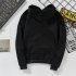 Couple Fleece Loose Thickened Long Sleeve Pocket Sweatshirts Hoody black XL