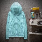 Couple Quick drying Breathable Anti UV Wear resistant Sunscreen Hooded Coat Outdoor Sportswear Light blue XL