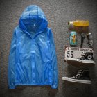 Couple Quick-drying Breathable Anti-UV Wear-resistant Sunscreen Hooded Coat Outdoor Sportswear Fluorescent blue_XXXL