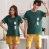 Couple Summer Round Neckline Cotton Short sleeved Thin Shirt   Shorts Two piece Outfit 719 men L