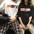 Couple Women Men Summer Cartoon Anime Loose Short sleeved Shirt T shirt Tops black L