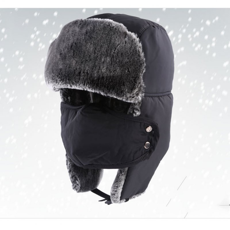 Couple Women Men Winter Waterproof Velvet Warm Winter Earmuffs Hat Cap black_L (58-60cm)