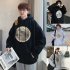 Couples Long sleeved Hoodies Fashion Hip hop printing pattern Loose Hooded Long Sleeve Top Gray  M