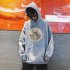 Couples Long sleeved Hoodies Fashion Hip hop printing pattern Loose Hooded Long Sleeve Top Gray  XXXL