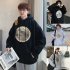 Couples Long sleeved Hoodies Fashion Hip hop printing pattern Loose Hooded Long Sleeve Top Gray  XXXL