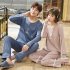 Couples Men And Women Autumn And Winter Long sleeved Cotton Loose Pajamas Home Wear X3996 men XL