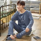 Couples Men And Women Autumn And Winter Long sleeved Cotton Loose Pajamas Home Wear X3996 men XL