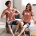Couples Men And Women Summer Thin Cotton Two piece Suit Casual Short sleeved Tops Shorts Homewear Pajamas 711 3 women M