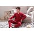 Couples Pajama Set Long Sleeve and V neck Top and Pants Sleepwear Home Wear for Man and Woman 326 women XXL