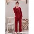 Couples Pajama Set Long Sleeve and V neck Top and Pants Sleepwear Home Wear for Man and Woman 326 women XXL