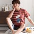 Couples Sleepwear Set Winter Short Sleeves Top Shorts Nightclothes for Man and Woman 711 4 female models M