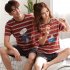 Couples Sleepwear Set Winter Short Sleeves Top Shorts Nightclothes for Man and Woman 711 4 female models M