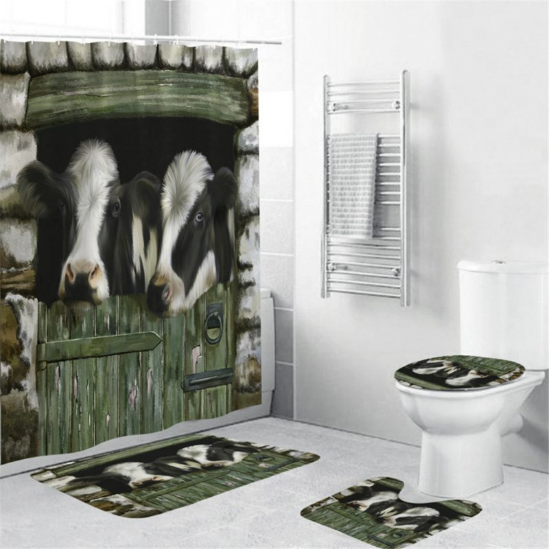 Cow Head Printing Shower  Curtain Waterproof Bathroom Hanging Curtain Decor yul-1839-Pasture Cow_180*200cm