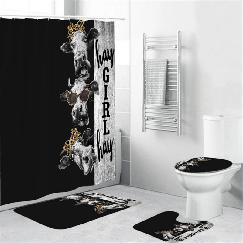 Cow Head Printing Shower  Curtain Waterproof Bathroom Hanging Curtain Decor yul-1843-head 4_180*200cm
