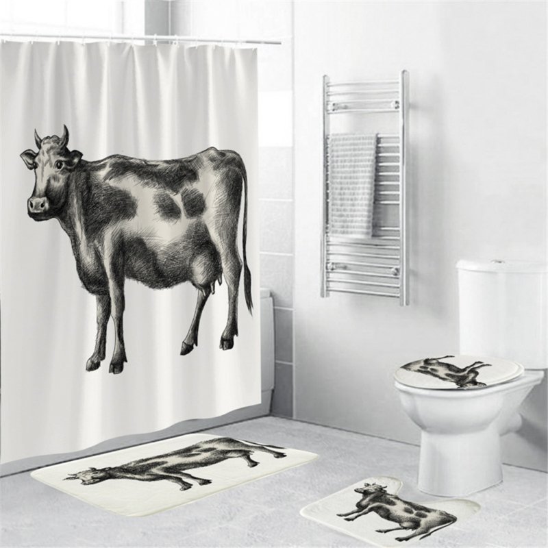 Cow Head Printing Shower  Curtain Waterproof Bathroom Hanging Curtain Decor yul-1841-Cow_180*200cm