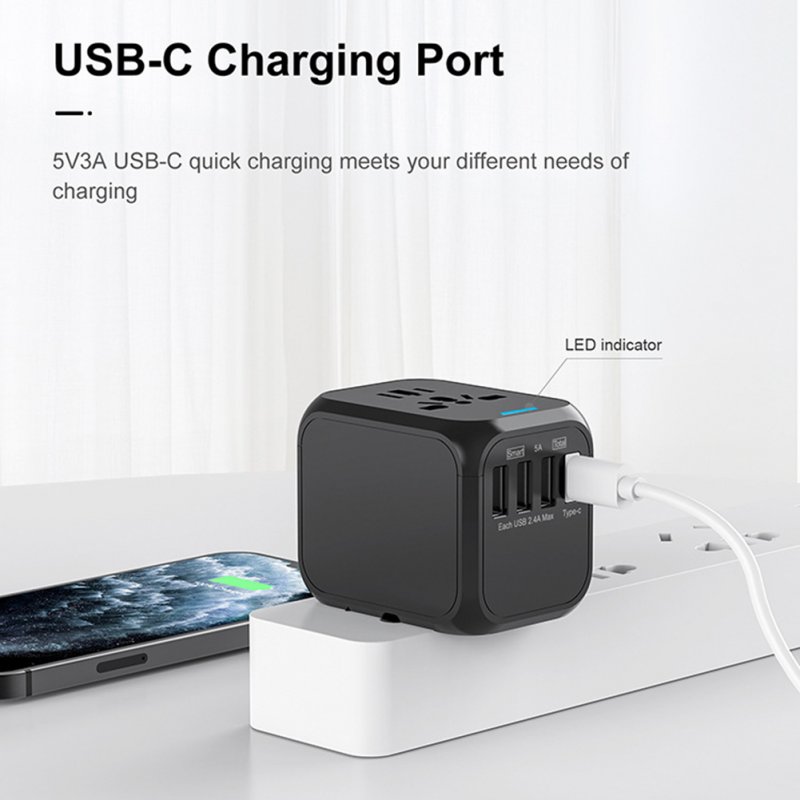Travel Adapter Type-c Charging Port Socket 309bt Multi-functional Charging Stand for Business Travel 
