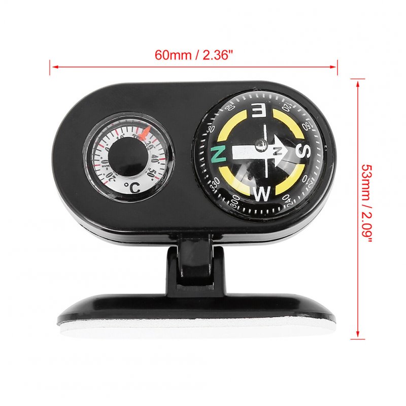 2-in-1 Car Compass Ball Thermometer Dashboard Self Adhesive Mount Navigation Meter Decoration Accessories 