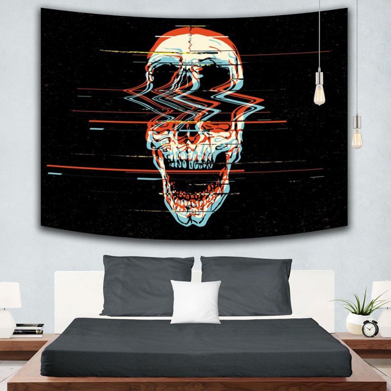 Creative Couple Skull Painting Tapestry Skeleton Yoga Mat Blanket Mandala Wall Hanging 1#_Brushed polyester 150cm*130cm