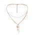 Creative  Double deck  Necklace Fashion Wheat Ear Flower Pendant Alloy Pearl Chain Necklace Jewelry Golden