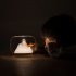 Creative Glass Fishbowl Fish Tank  Wood Base Glass Fish Aquariums  Small Snow Mountain Design Stylish LED Night Light  Mini Aquarium Desktop Ornaments mountain 