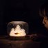 Creative Glass Fishbowl Fish Tank  Wood Base Glass Fish Aquariums  Small Snow Mountain Design Stylish LED Night Light  Mini Aquarium Desktop Ornaments mountain 