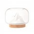 Creative Glass Fishbowl Fish Tank  Wood Base Glass Fish Aquariums  Small Snow Mountain Design Stylish LED Night Light  Mini Aquarium Desktop Ornaments mountain 