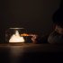 Creative Glass Fishbowl Fish Tank  Wood Base Glass Fish Aquariums  Small Snow Mountain Design Stylish LED Night Light  Mini Aquarium Desktop Ornaments mountain 