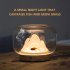 Creative Glass Fishbowl Fish Tank  Wood Base Glass Fish Aquariums  Small Snow Mountain Design Stylish LED Night Light  Mini Aquarium Desktop Ornaments mountain 
