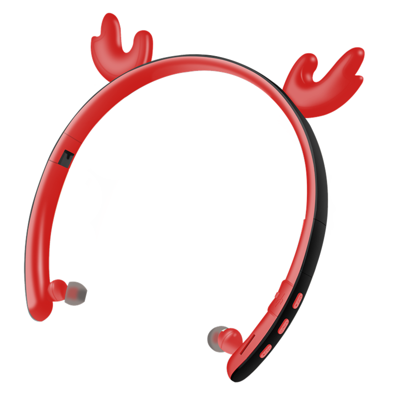 Creative LED Cartoon Luminous Elk Ear 5.0 Foldable In-ear Wireless Bluetooth Headset red