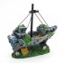 Creative Pirate Ship Aquarium Ornament Fish Tank Landscaping Home Office Decoration green