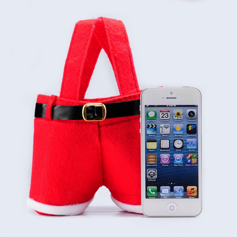 [US Direct] Creative Santa Pants Shape Candy Bag Portable Red Christmas Gift Bags Home Wedding Party Decor