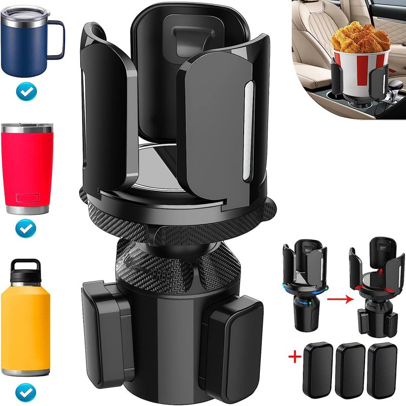 Cup Holder Expander For Car Multi-Functional Cup Holder Adapter With Adjustable Expander Base For Large Bottles Drinks black