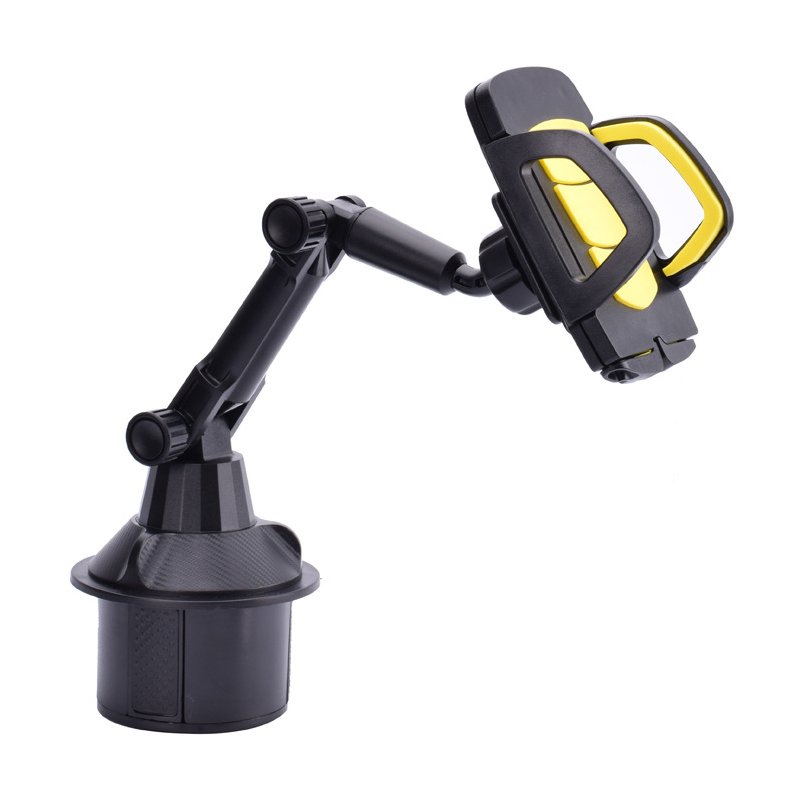 Cup Holder Phone Mount For Car Expandable Base Height Adjustable Stable Rotatable Holder For Cars SUVs Trucks Black and yellow