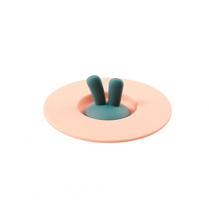 Cup  Lid Leak-proof Cartoon Rabbit Ears Shape Silicone Cup Seal Tableware Accessories Pink