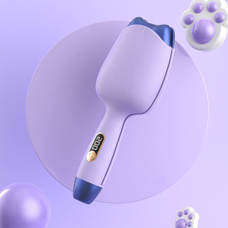 Curling Iron Wand 32mm Negative Ion Egg Roll Hair Crimper Cute Cat Ear Shape Adjustable Temperature Hair Waver Purple