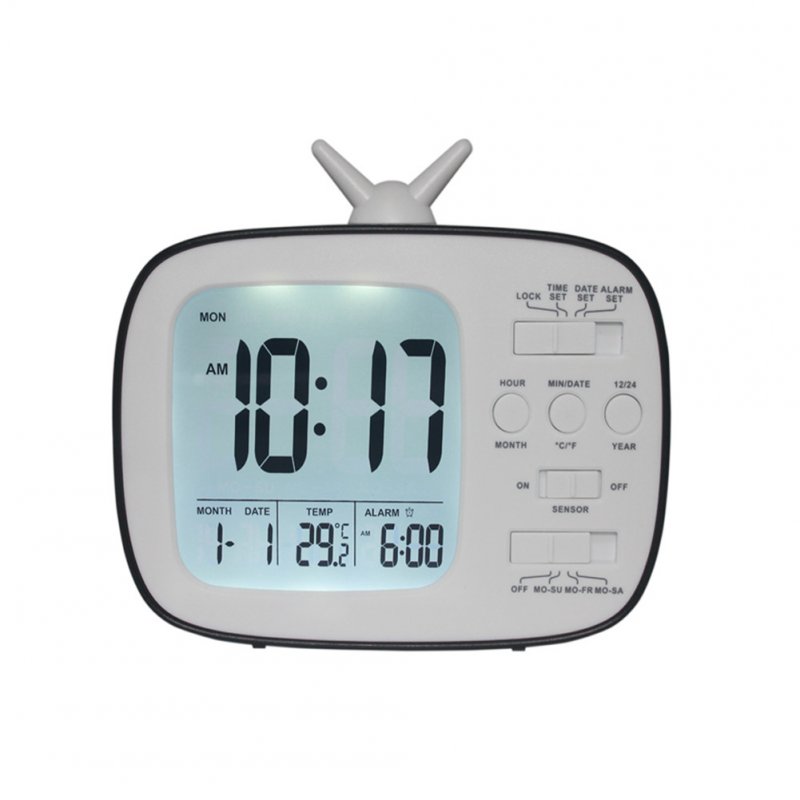 Cute  Alarm  Clock Multifunctional Bedside Battery Child Alarm Clock Bedroom Office Decoration Black
