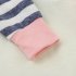 Cute Baby Cotton Suit Infant Toddler Hooded Long Sleeve Pullover Stripe Trousers Hairband Hat Autumn Spring