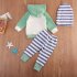 Cute Baby Cotton Suit Infant Toddler Hooded Long Sleeve Pullover Stripe Trousers Hairband Hat Autumn Spring
