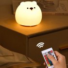Cute Bear Night Light Sleeping Lamp Usb Rechargeable Tap Touch Colorful Lamp