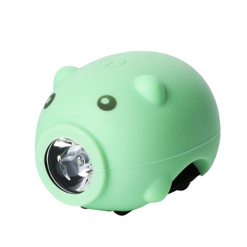 Cute  Bycycle  Headlight Usb Rechargeable Kids Bike Front Lights With 5 Molde Horn Cycling Led Flashlight Lamp Green