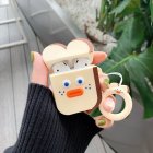 Cute Cartoon Earphone Case for Airpods Funny Sausage Mouth Duck Soft Silicone Earphone Case for Airpods   Light Brown