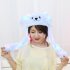 Cute Cartoon Figure Funny Girl Women Hat with Moving Ears for Summer  blue
