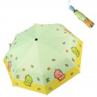 Cute Cartoon Folding Umbrella Outdoor Sunshade Automatic Umbrella For Children Boys Girls yellow dinosaur_21 inchesx8 bones